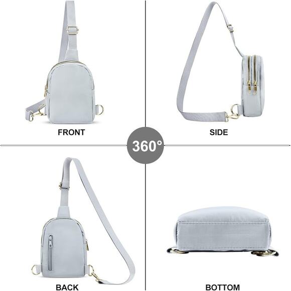 2 For $12  Light Grey Sling Bag  Adjustable Strap Fashion Sling Pack - Picture 3 of 6